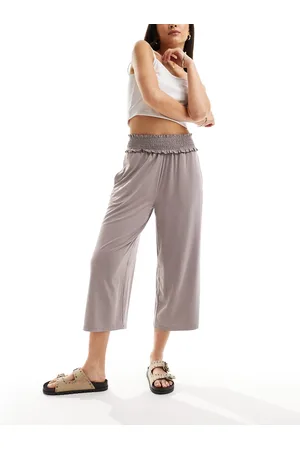 ASOS Shirred waist cropped culotte trouser in slate