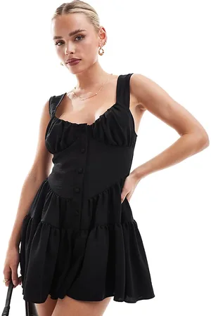 ASOS ASOS DESIGN Petite bustier smock playsuit in