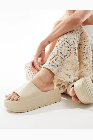 ASOS Freedom cleated flatform slider in off-white