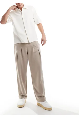 ASOS Wide leg pleated jogger in beige