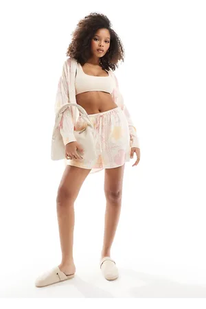 ASOS Pull on shorts with linen in tile print