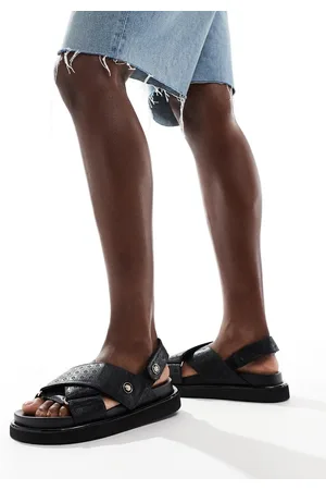 River Island Cross strap embossed sandal in