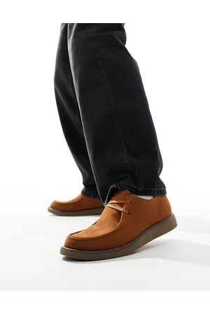 Truffle Collection Apron toe lace up shoes in tan suede