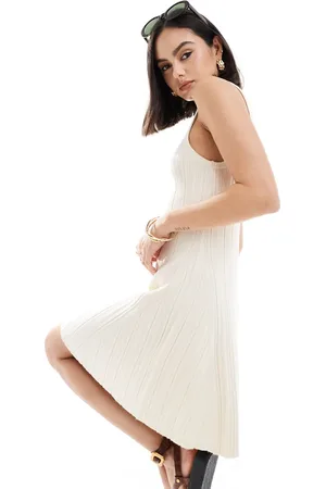 VERO MODA Knitted racer swing dress in cream