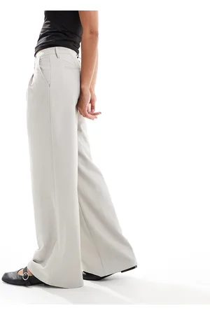 COLLUSION Relaxed wide leg tailored trousers in stone