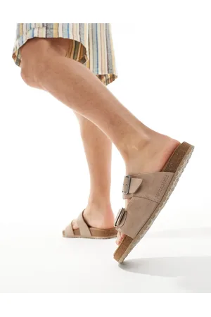 JACK & JONES Suede double strap sandals in beige
