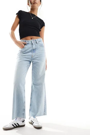 ASOS Cropped wide leg jean in bleach wash