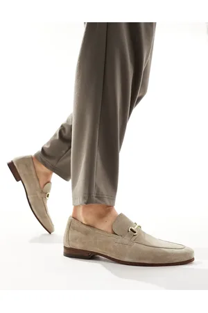 WALK LONDON Capri Trim Loafers In Stone Suede