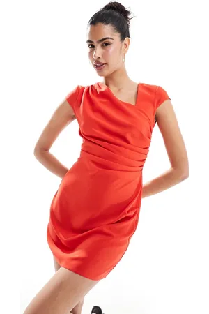ASOS Asymmetric neckline mini dress in hot red