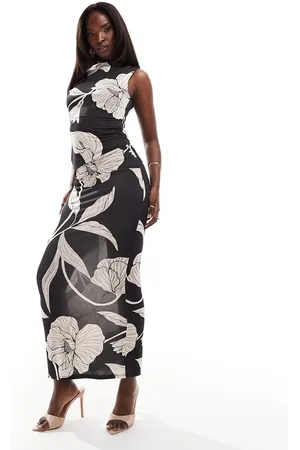 ASOS Co-ord slinky maxi skirt in oversized mono floral