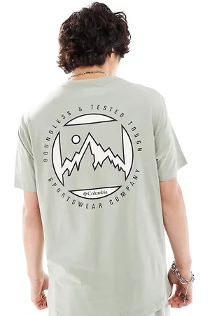 Columbia Brice Creek mountain back print t-shirt in khaki Exclusive at ASOS