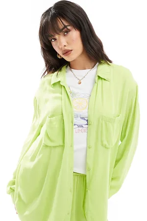 Esmée Esmee oversized long sleeve beach shirt co-ord in lime