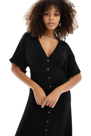 ASOS Roll sleeve button front midi tea dress in