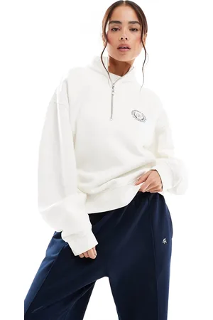 4th & Reckless Hart half zip lounge sweatshirt in cream
