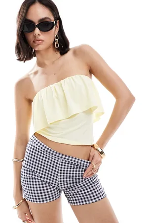 ASOS Frill bandeau top in buttermilk