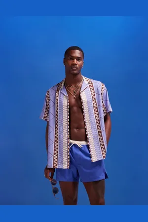 ASOS Relaxed revere beachy shirt in zig zag stripe print in