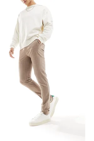 ASOS Smart skinny trousers in stone window pane check