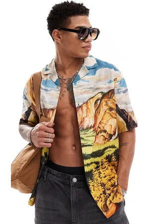 ASOS Relaxed revere shirt in landscape print