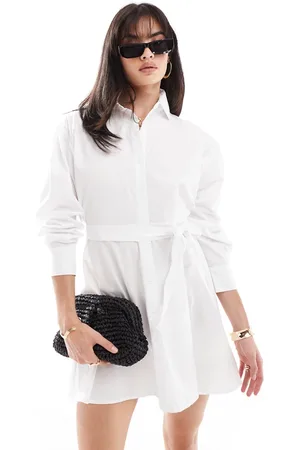 Miss Selfridge Poplin belted mini shirt dress in