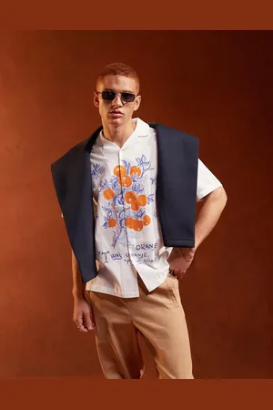 ASOS Relaxed revere shirt with fruit placement print