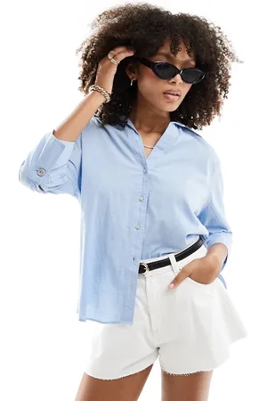 New Look Long sleeve linen look shirt in