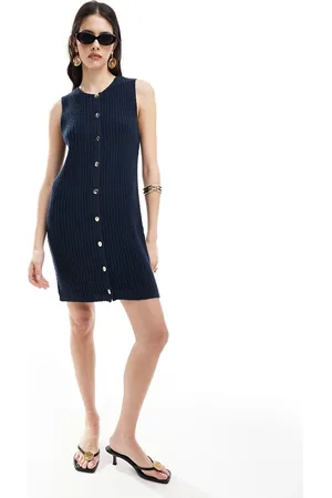 ASOS Knitted button through waistcoat dress in textured stitch in