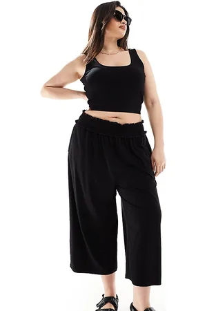 ASOS ASOS DESIGN Curve shirred waist cropped culotte trouser in