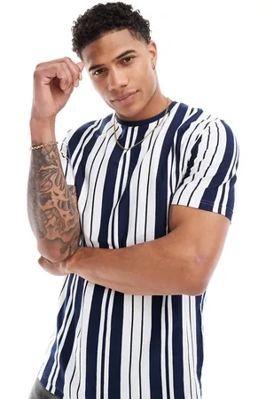 Brave Soul Verticle stripe t-shirt in & white