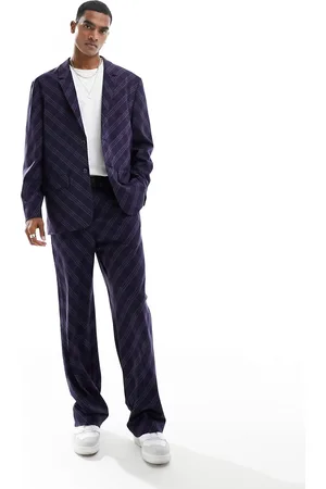 ASOS Wide leg bias cut check suit trouser in