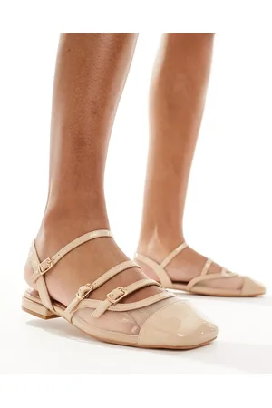 Glamorous Buckle flat shoes in neutral mesh