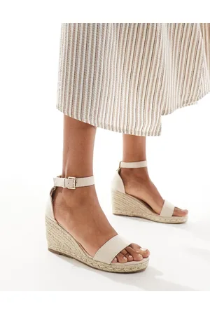 Truffle Collection Jute wedge heeled espadrilles in beige