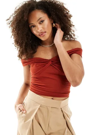 4th & Reckless Knitted bandeau knot detail top in washed