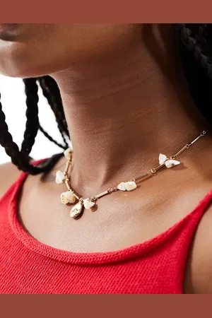 MANGO Pearl charm necklace in