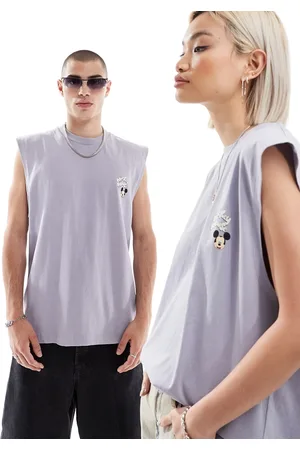 ASOS Disney unisex co-ord oversized tank vest with Mickey Mouse print in washed blue