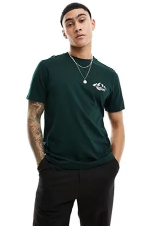 ASOS T-shirt in dark green with chest mountain print