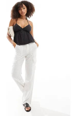ASOS Crinkle lace insert cami blouse with open back in
