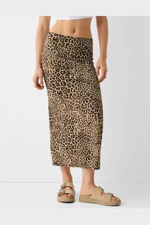 Bershka Polyamide maxi skirt in leopard print