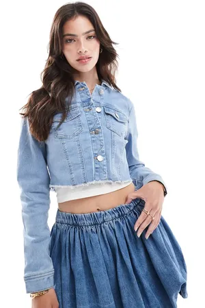 ONLY Cropped denim jacket in light wash