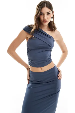 4th & Reckless Off shoulder bandeau top co-ord in slate