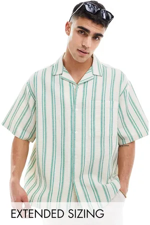 ASOS Oversized revere shirt in waffle stripe