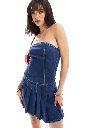 ASOS Denim pleated dress in mid