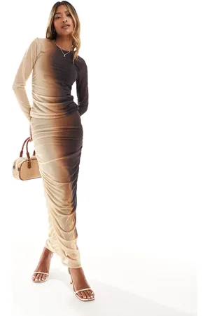River Island Ombre mesh ruched midi skirt co-ord in