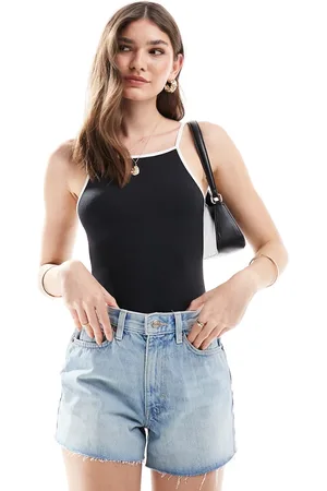 ASOS Cami bodysuit in with white tipping