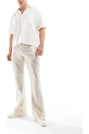 ASOS Smart flared sequin trousers in white
