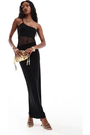 ASOS Fishnet cut out maxi dress with asymmetric back in