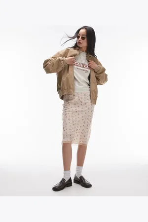 Topshop Oversized cotton collar bomber jacket in stone