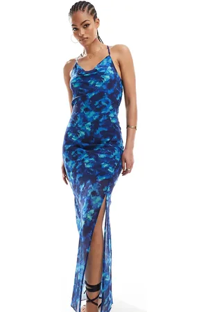 ONLY Strappy maxi dress in watercolour print