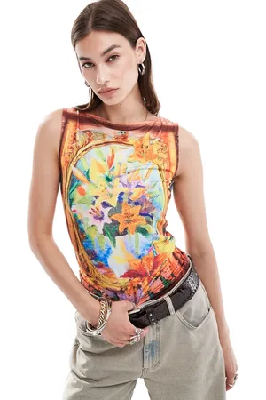 Reclaimed Slinky vest in abstract art print
