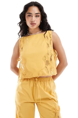 ASOS Premium cutwork top with tie details co-ord in