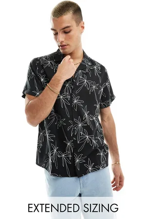 ASOS Relaxed revere beachy shirt with palm tree print in